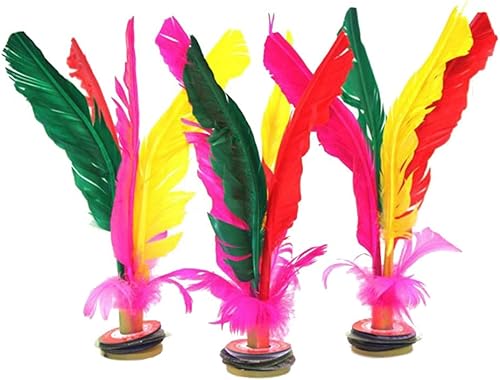 LIOOBO 10 Stück Federball-Set – Bunte Feder-Jianzi mit Gummifuß für Outdoor-Sport und Fitness