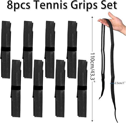 Ailvor Griffband Tennisschläger, 8 Stück Tennis Griffband, Rutschfestes Griffband Badmintonschläger, Overgrip Tennisschläger für Tennisschläger, Badminton, Squash Schläger
