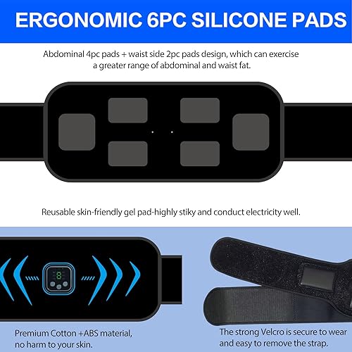 LEMENG EMS Trainingsgerät,Bauchtrainer Elektrisch,EMS Bauchmuskeltrainer Bauchmuskeltrainer mit EMS Technologie - 8 Modi & 19 Intensitäten, Zero Hard Homeful Übung