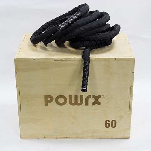 POWRX Battle Rope mit Überzug I Ø 38 oder 50 mm I Trainingsseil Sportseil Schlagseil Tau Seil für Fitness Kraft Training I versch. Länge I Wandhalterung optional (50 mm, 12 m)