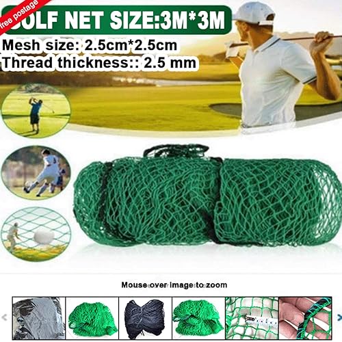 HXRZZG Golf-Übungsnetz, tragbares Golfnetz, strapazierfähiges Golfnetz, Sicherheitsnetz, grünes Nylon, für Golf-Übungen, 3 x 3 m