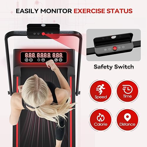 4 in 1 Laufband für Zuhause 12 km/h mit Neigung Walking Laufband Pad, Standardmodell 1-10 km/h, LED-Anzeige, Geräuscharme Laufbänder Fernbedienung für Zuhause und Büro
