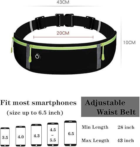 Laufgürte, Handytasche Joggen, Sport Hüfttasche Bauchtasche Lauftasche, Gürteltasche wasserdichte, Running Belt Mit Nacht Reflexband, Passt Alle Handys bis zu 6,5 Zoll, Wandern, Fitnessstudio