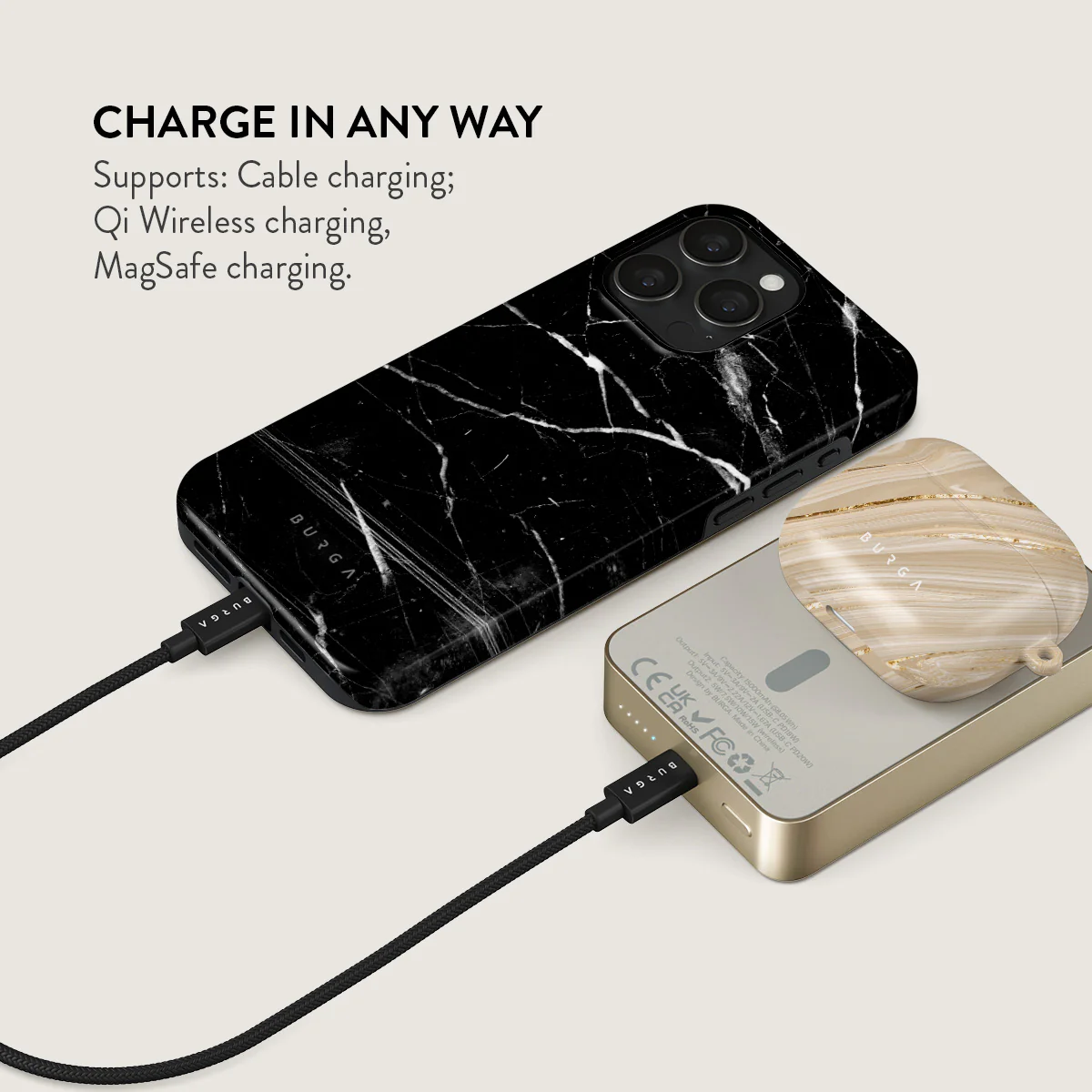 Noir Origin - Black Marble Magnetic Power Bank