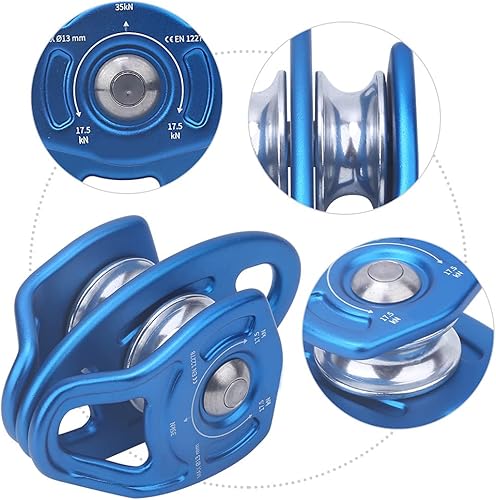 Doppelte Umlenkrolle aus Metall, seitlich schwingende doppelte Umlenkrolle Professionelles Design, gleichmäßige Kraft mit glatter Oberfläche und stark für den Transport beim Klettern und