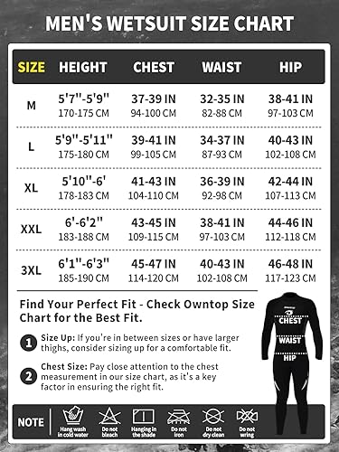 Owntop 5mm Neoprenanzüge für Männer Frauen - Rückenreißverschluss Neopren Tauchanzug, Erwachsene Ganzkörper-Nassanzüge, Thermischer Flexibler Tauchhaut Kaltwasser Tauchen Surfen