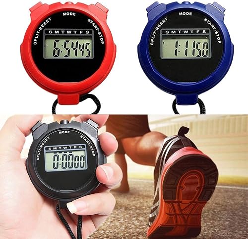 Digitale Stoppuhr, Wasserdicht, Professionell, Leicht, Tragbar, Elektronische Stoppuhr, Digitale Timer-Stoppuhr mit Trageband (Schwarz)