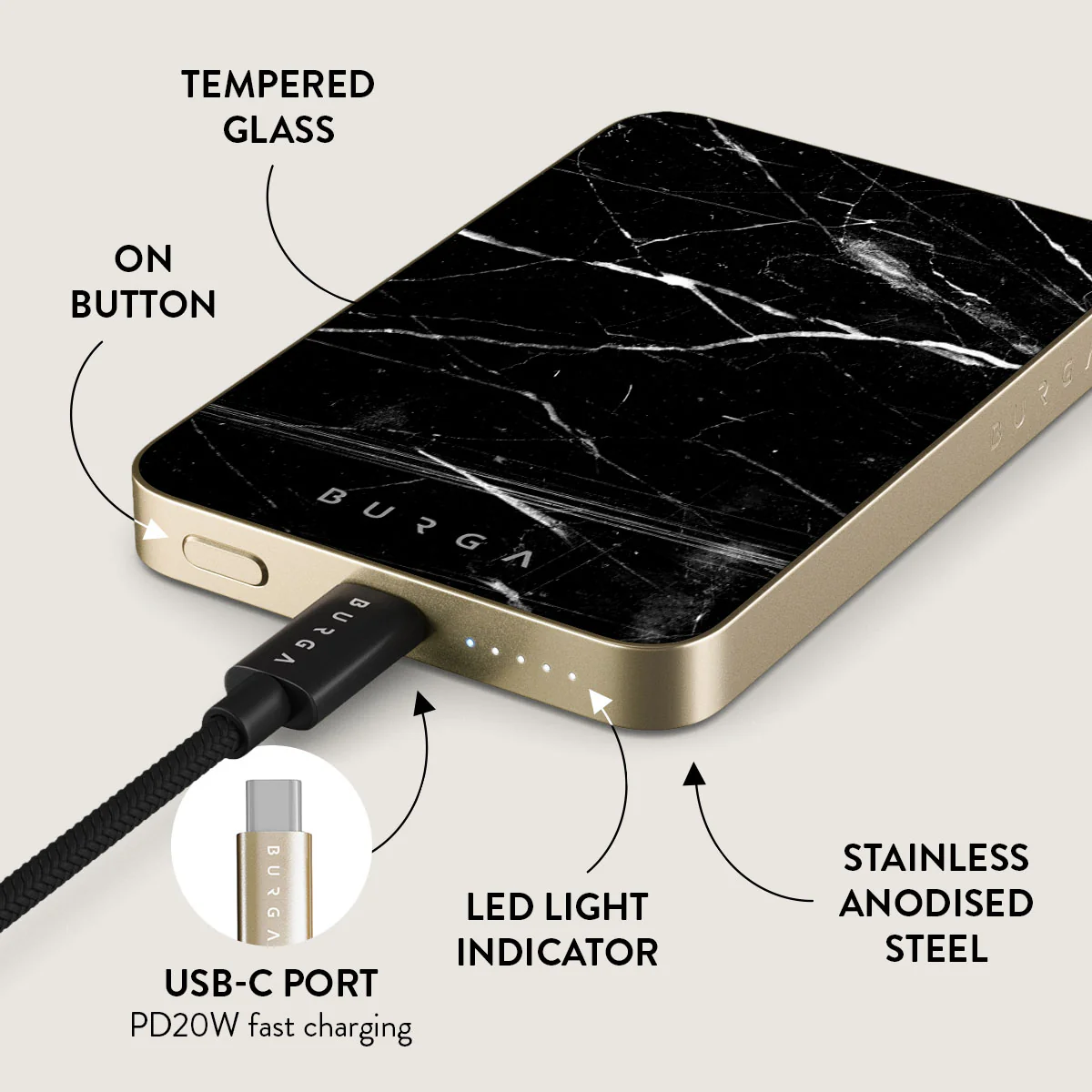 Noir Origin - Black Marble Magnetic Power Bank