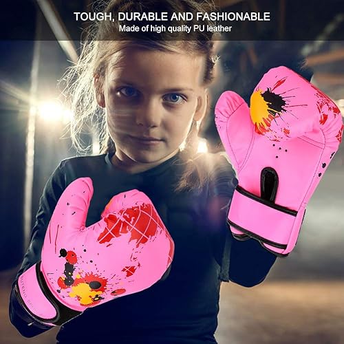 Kinder Boxhandschuhe 3-12 Jahre Kids Punching Handschuhe, Mini Box-Handschuhe Junior für Jungen & Mädchen, Training Gloves für Boxen, MMA, Muay Thai, Kickboxen, Boxsack Training, Rosa