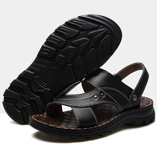 LTHTX Herren-Sandalen aus Leder, bequem, atmungsaktiv, Sport-Sandalen, offene Zehen, Urlaub, Strand, Hausschuhe für den Sommer