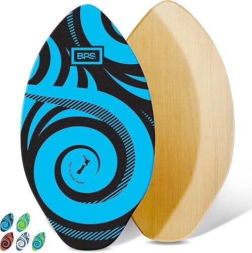 BPS New Zealand 'Koru' Skimboard mit farbigem Eva-Griffpolster und hochglänzendem Klarlack aus Holz für Kinder und Erwachsene, wählen Sie aus 3 Größen und Farbe des Traktionspads