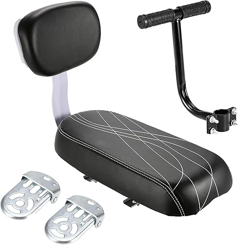 Sicherheits Fahrrad Rücksitz Zubehörsatz mit Rückenlehne, Fahrrad Rücksitz Kissen, Hinteres Sitzkissen Armlehne Fußstütze Set für Mädchen/Jungen/Kinder