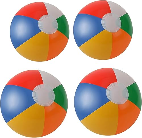 HREDZEO Aufblasbare Wasserbälle,4 Pcs Strandball Wasserball Rainbow Beach Balls Badeball Schwimmball für Sommeraktivitäten im Freien