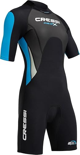 CRESSI Women's Med X Lady Shorty Wetsuit 2.5mm Black/Light Blue/Grey 2XL/6 Kurzer Neoprenanzug für Damen aus 2,5 mm Hochelastischem, Schwarz/Hellblau/Grau, XXL