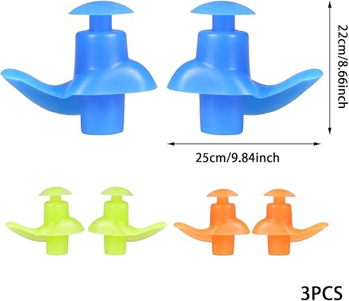 NIDONE Schwimmohrstöpsel Wiederverwendbare Silikonohrstöpsel wasserdichte Ohrstöpsel für Schwimmer Baden 3 Paare, Silikonohrstöpsel