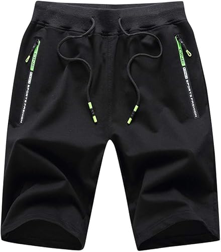 Sporthose Herren Kurz, Shorts Herren Sommer Jogginghose Bermuda Shorts Stretch Laufhose Luftig Arbeitshose Elastischer Taille Leicht Sweatshorts Leicht Gym Jogging Shorts Mit Taschen Und Kordelzug