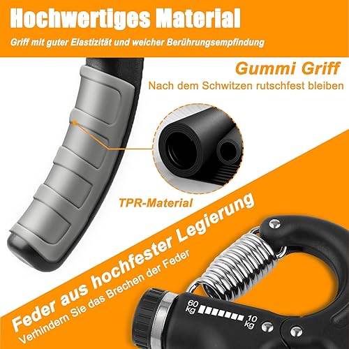 UNILECON Handtrainer Unterarmtrainer Griffkraft Trainer - Einstellbarer Widerstand 5-60kg Hand Trainer,Rutschfester Griff und Ergonomisches Design,Fingertrainer für Sportler
