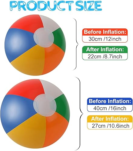 HREDZEO Aufblasbare Wasserbälle,4 Pcs Strandball Wasserball Rainbow Beach Balls Badeball Schwimmball für Sommeraktivitäten im Freien