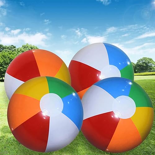 HREDZEO Aufblasbare Wasserbälle,4 Pcs Strandball Wasserball Rainbow Beach Balls Badeball Schwimmball für Sommeraktivitäten im Freien