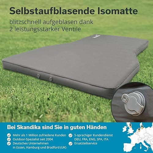 Skandika Premium Easy Isomatte Car 3D | Auto Matratze 10 cm dick, selbstaufblasend, leicht, faltbar, selbstfüllender Schaumstoff, Kofferraum, Gästematratze, Luftmatratze | Camping, Outdoor, Reisen