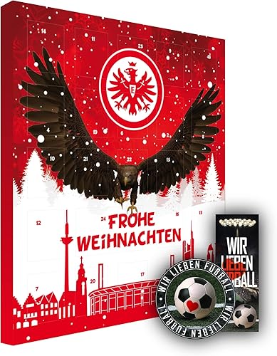 Eintracht Frankfurt Premium Adventskalender gefüllt inkl. Poster SGE + gratis Lesezeichen & Aufkleber Wir lieben Fussball
