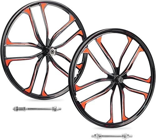 MEGHNA Fahrrad-Radsatz, 10 Speichen, leichtes Aluminium, 61/26 Zoll, integriertes Rad, kompatibel mit 6 Schrauben, Scheibenbremse, 7-12-Gang-Gewinde, Freilaufnabe für Mountainbike, Kinderfahrrad