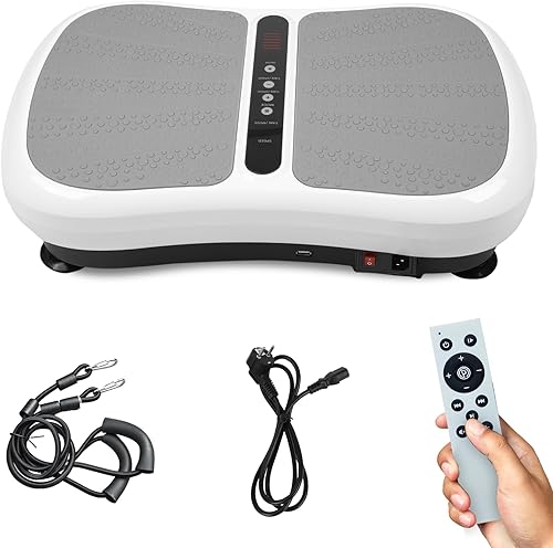 Power Plate Vibrationsplatte, Rüttelplatte Sport Fitnessgeräte für Zuhause, Bluetooth Lautsprecher, 99 Intensitätsstufen, 5 Trainingsprogrammes, Ganzkörpertraining, Muskelaufbau