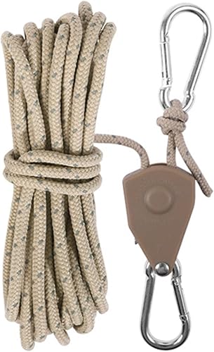 LUCKGONI Verstellbares Umhängeband zum Aufhängen von Zelten, Pflanzen, Seil-Clip, Ratschen-Aufhänger, Metall-Hebe-Riemenrolle, Haken, Camping-Stop-Schnalle