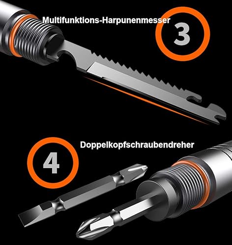 RaManda Vielseitig Abnehmbare Wanderstöcke Wild Survival Selbstverteidigung Gehstock Verstellbare Faltbar Spazierstock Leichtgewicht 7075 Aluminiumrohr mit Handyhalter