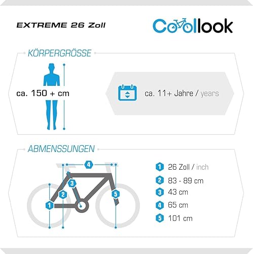 Multibrand Tempo 24 Zoll Aluminium-Mountainbike, 18 Gang, V-Bremse, für Jungen und Mädchen geeignet ab 130 cm - 155 cm