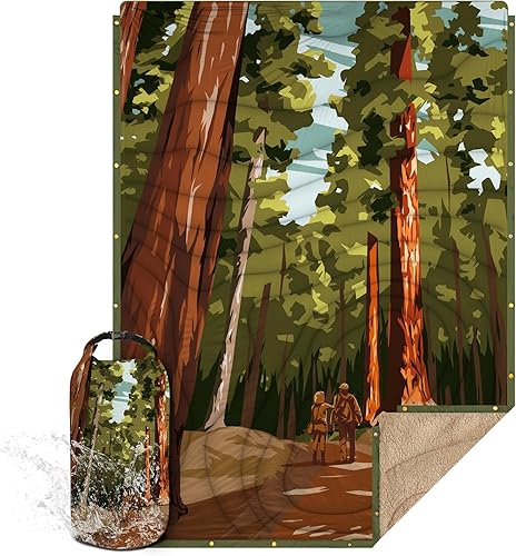 KawaGebo Kamp Sherpa Outdoor Decke Warm & Ultraleicht mit Packsack，N IN 1Camping Decke wasserabweisend，Poncho & Schlafsack Campingdecke Zum Schlafen,Deinem Van,145x200cm
