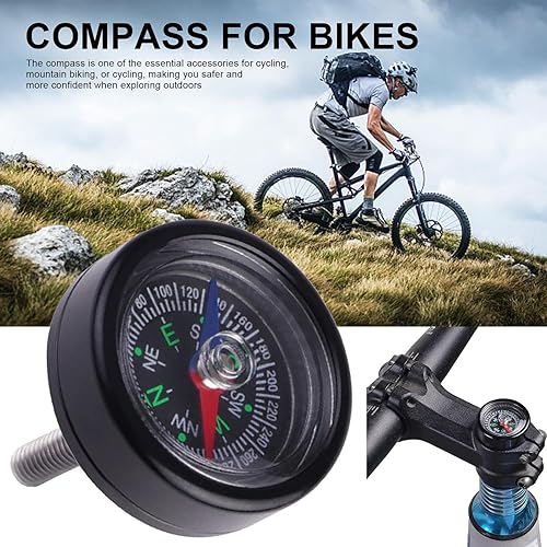Fahrrad-Kompass – Tragbarer Fahrrad-Kompass, Fahrrad-Headset-Kompass, 7,2 x 5,2 x 1,6 cm, professioneller kleiner Überlebens-Kompass, multifunktionales Outdoor-Navigationswerkzeug für Mountainbikes