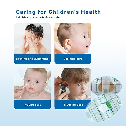 100 Stück Ohrenschutz Schwimmen Kinder,Wasserdicht Ohr Patches, Ohrstöpsel Kinder Wasserdicht mit Saugfähiger Mitte Transparent und Effizient Wasserdicht, Ohrenstöpsel Wasser Schwimmen Surfen