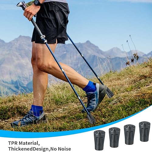 Nordic Walking Stöcke Gummipuffer, 12 Stück wanderstöcke gummipuffer, Schwarz gehstock gummipuffer, gummipuffer urchmesser von 10-11mm, trekkingstöcke ersatzteile für Asphalt, Kies, Berge, Wandern