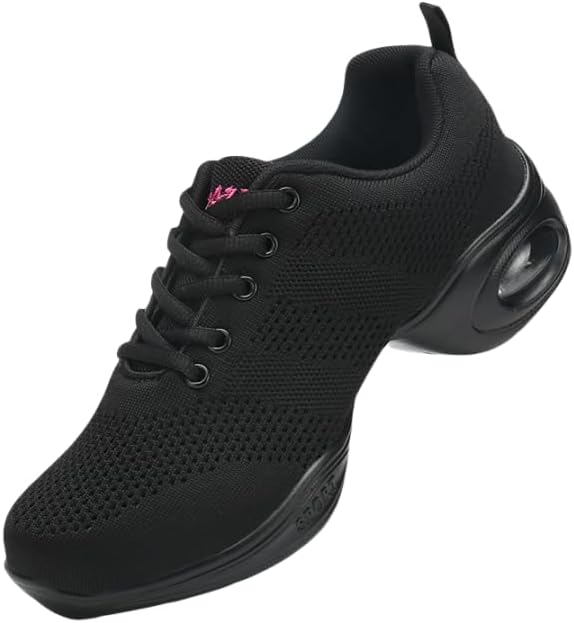 Jazzschuhe Damen Lace Up Tanzsneaker Damen Geteilte Sohle Luftkissen Moderne Tanzschuhe Plattform Pumps Blockabsatz