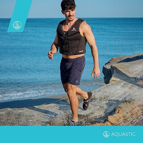 AQUASTIC Omni Schwimmweste Neopren – EN ISO 12402-5, 50N, Auftrieb, SUP Kajak Boot, Kinder & Erwachsene, Komfort Schnitt, Frontreißverschluss, D-Ring, Verstellbare Gurte, viele Größen