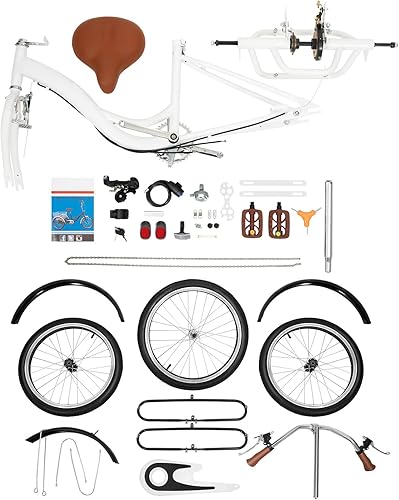BJTDLLX 20 Zoll Dreirad für Erwachsene Deluxe 3-Räder Fahrrad Weiß 1-Gänge Menschen Dreirad City Tricycle mit Einkaufskorb