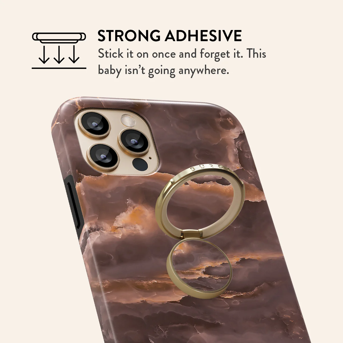 Fire Wood - Brown Marble Adhesive Ring Holder