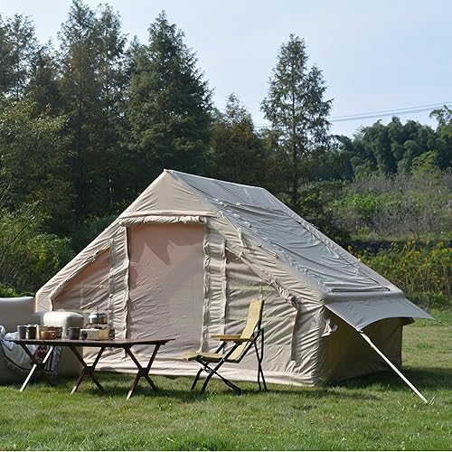 Gegtuon Zelt 4 Personen, Aufblasbares Zelt, Zelte mit Dachfenster Fliegengitter und Luftpumpe für Camping, Zelte Wasserdicht Familienzelt mit Kaminöffnung, 300x210x200 cm, Oxford+PVC