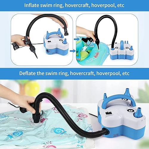Elektrische Ballonpumpe mit 5 Düsen, Nestling 600W Protable Luftpumpe zum Aufblasen oder Entleeren von Luftmatratzen/Plantschbecken/Schwimmring etc