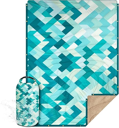 KawaGebo Kamp Sherpa Outdoor Decke Warm & Ultraleicht mit Packsack，N IN 1Camping Decke wasserabweisend，Poncho & Schlafsack Campingdecke Zum Schlafen,Deinem Van,145x200cm