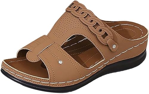 YIzdegg Damen Slides Sommer, Sandalen Keilabsatz, Absatzschuhe Rutschfest, Hausschuhe Leicht Bequeme, Pantoletten Atmungsaktive, Outdoorsandale Open Toe, Freizeitschuhe Für Strandurlaub