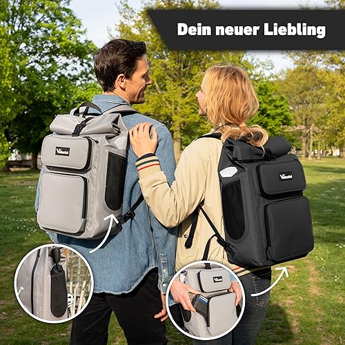 Valkental® UrbanX 2in1 Fahrradtasche & Rucksack kombiniert [28L Volumen] wasserdichte Gepäckträgertasche mit abschließbarer Befestigung – Elegante Radtasche & stylischer Rucksack – Geprüfte Qualität