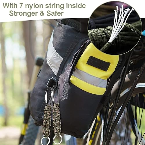 4 Stück Schlüsselanhänger, Schlüsselband mit Karabiner Geflochtenes Lanyard für Survival Camping Wandern(Schwarz, Orange, Tarngrün、Tarn-Khaki)