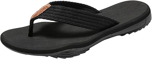 Zehentrenner Leder mit Arch Support Sandalen Sommer Männer Frauen Neigung Ferse Strand Flip Flops Weich Leder Stoff Badelatschen Sommer Beach Rutschfest Pantoletten Hausschuhe