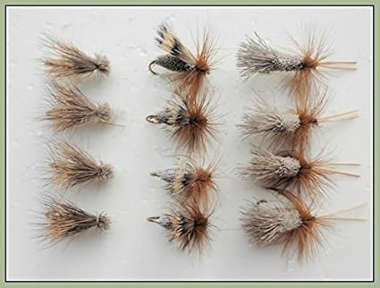 Troutflies UK Ltd Sedge Forelle Fliegen, 12 Stück Elk, Deer Hair & G & H Sedge, Verschiedene Größen, Fly Angeln