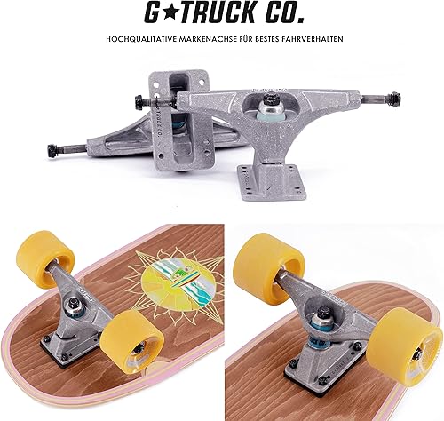 BTFL Surfskate Board Ideales Surftraining für Balance, Carving & Pumping. Komplett Surf-Skateboard mit G-Truck Surfskate Achse und Rollen für Anfänger und Fortgeschrittene: Sol, Cody, Moby & Aurelia