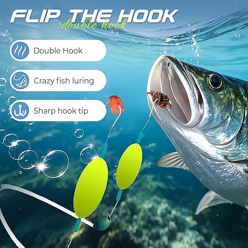 Double-Hook Reverse Bottom Rig - 5 StüCk Angelhaken Set, Doppelhaken Und Unterhaken Angeln, Design Doppelhaken AngelköDer AngelzubehöR Set FüR SüßWasser Salzwasser