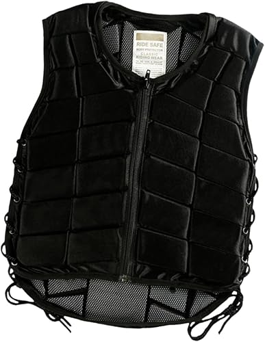 Harilla Reitweste, Stoßdämpfungsschutz, Verstellbarer Riemen, Weste, Schutzweste für Kinder (schwarz)