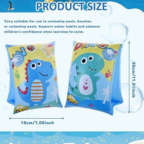 Kinder Schwimmhilfe Set mit Dinosaurier Motiv Aufblasbare Schwimmflügel & Hochwertiges Schwimmbrett für Jungen und Mädchen Sicheres Wasserspielzeug für Pool Strand und Schwimmtraining